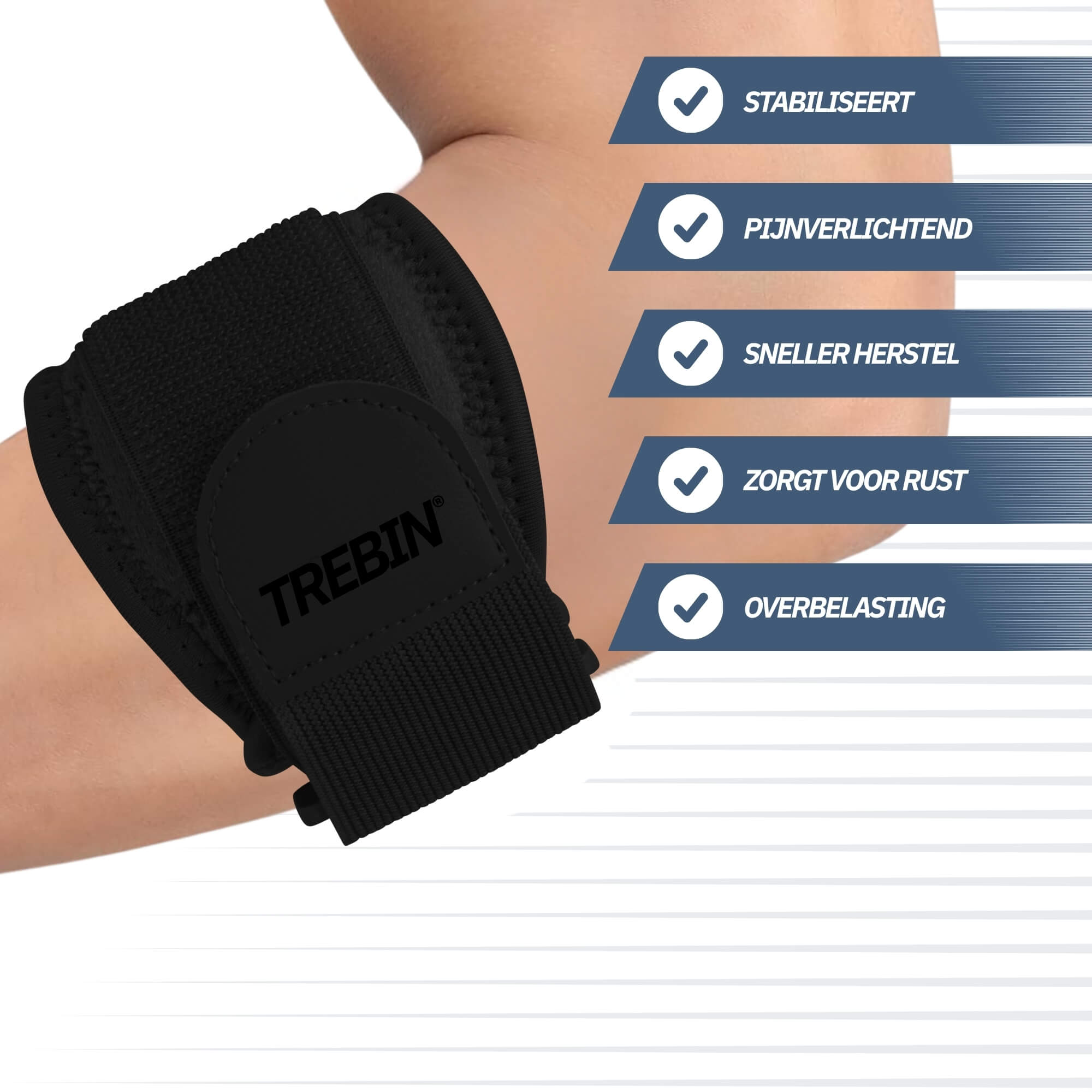 Trebin Elleboogbrace – Zwart, One Size