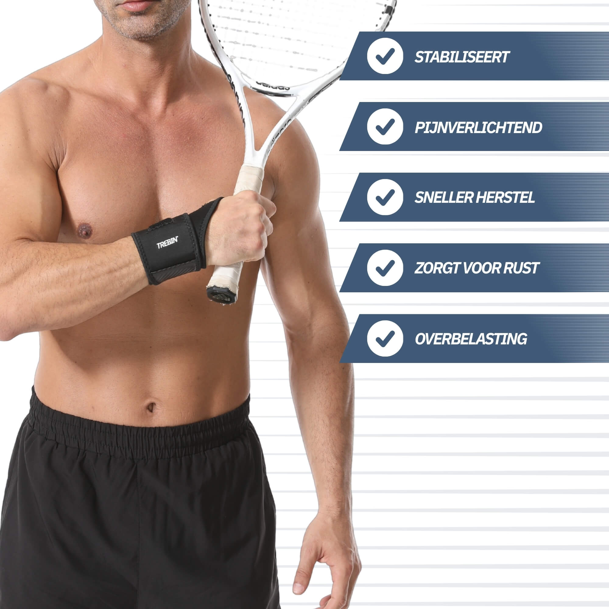 Polsbrace Robuust – Zwart (One Size)