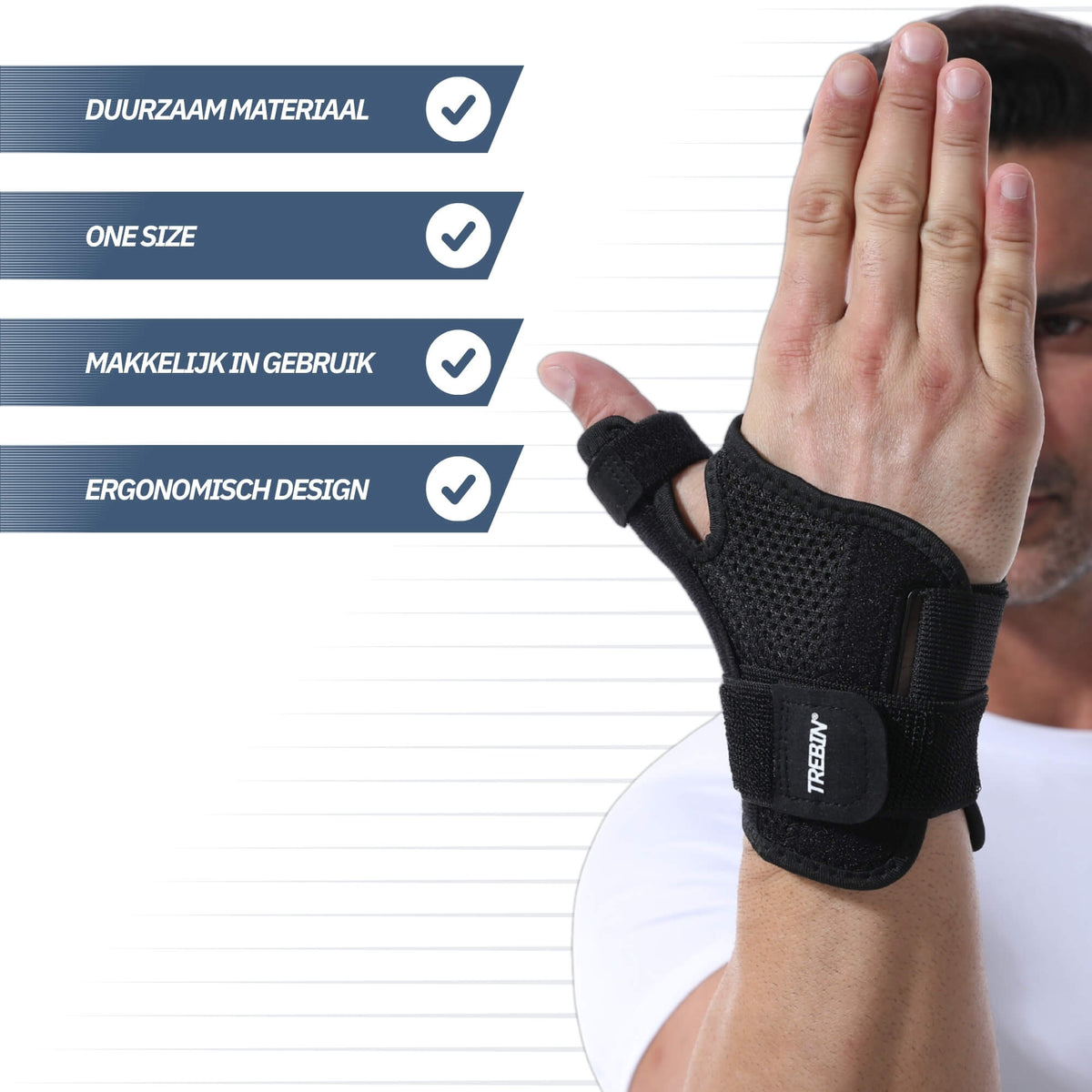 Universele Duimbrace – Zwart (One Size)