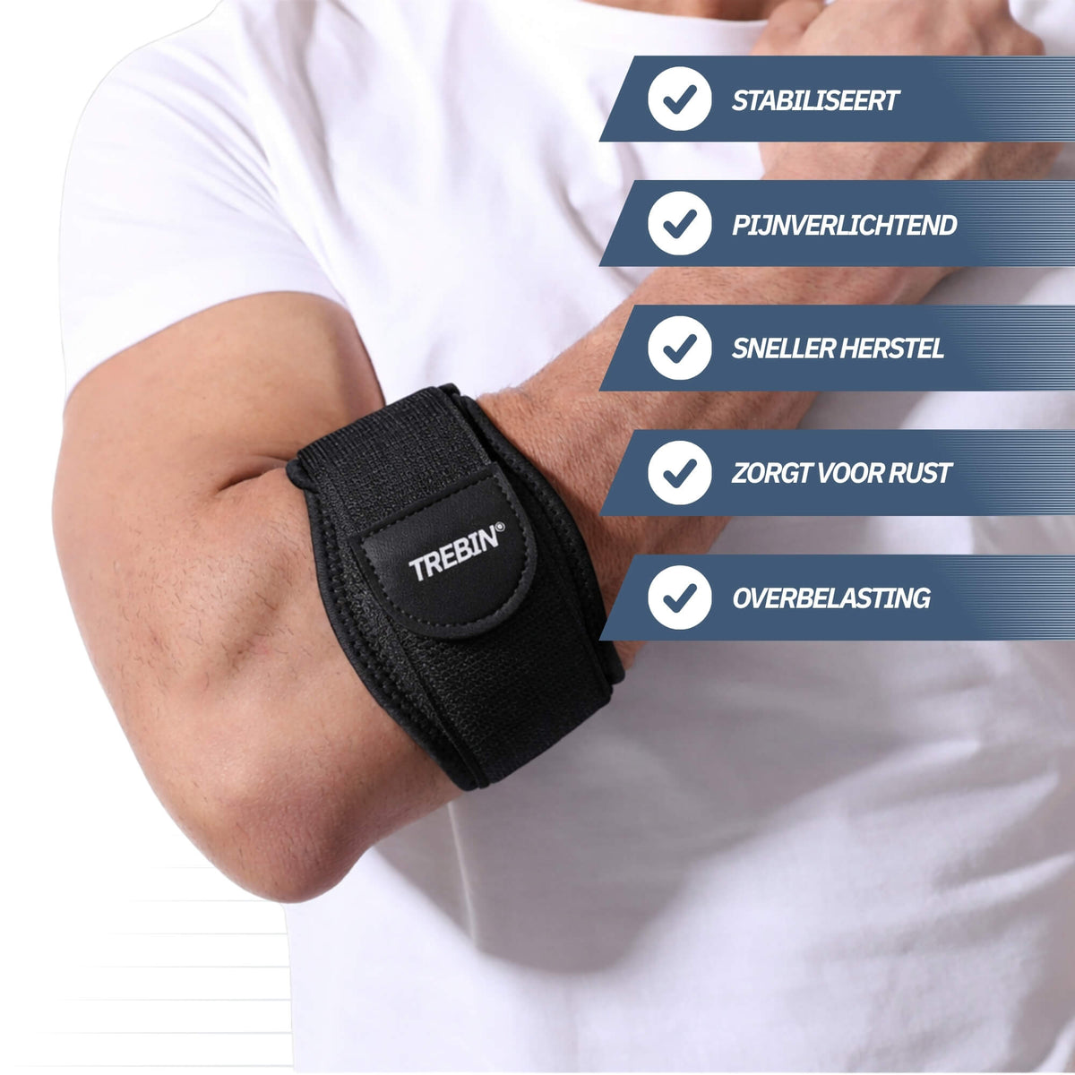 Elleboogbrace met Zachte Pelotte – Zwart One Size