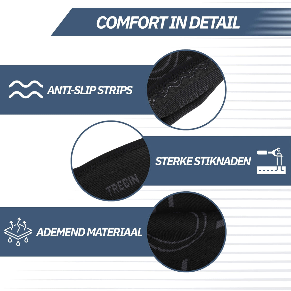 Kniebrace met Anti-Slip - Zwart/Grijs