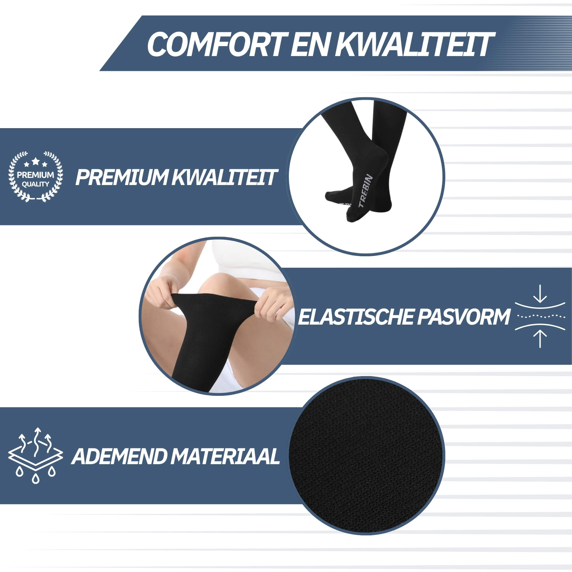 Trebin Compressiekousen - Zwart