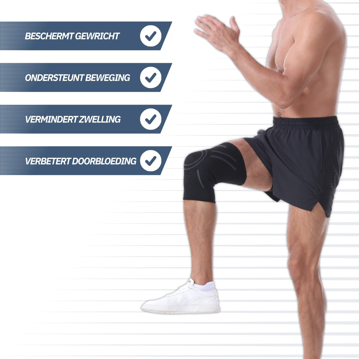 Kniebrace met Anti-Slip - Zwart/Grijs