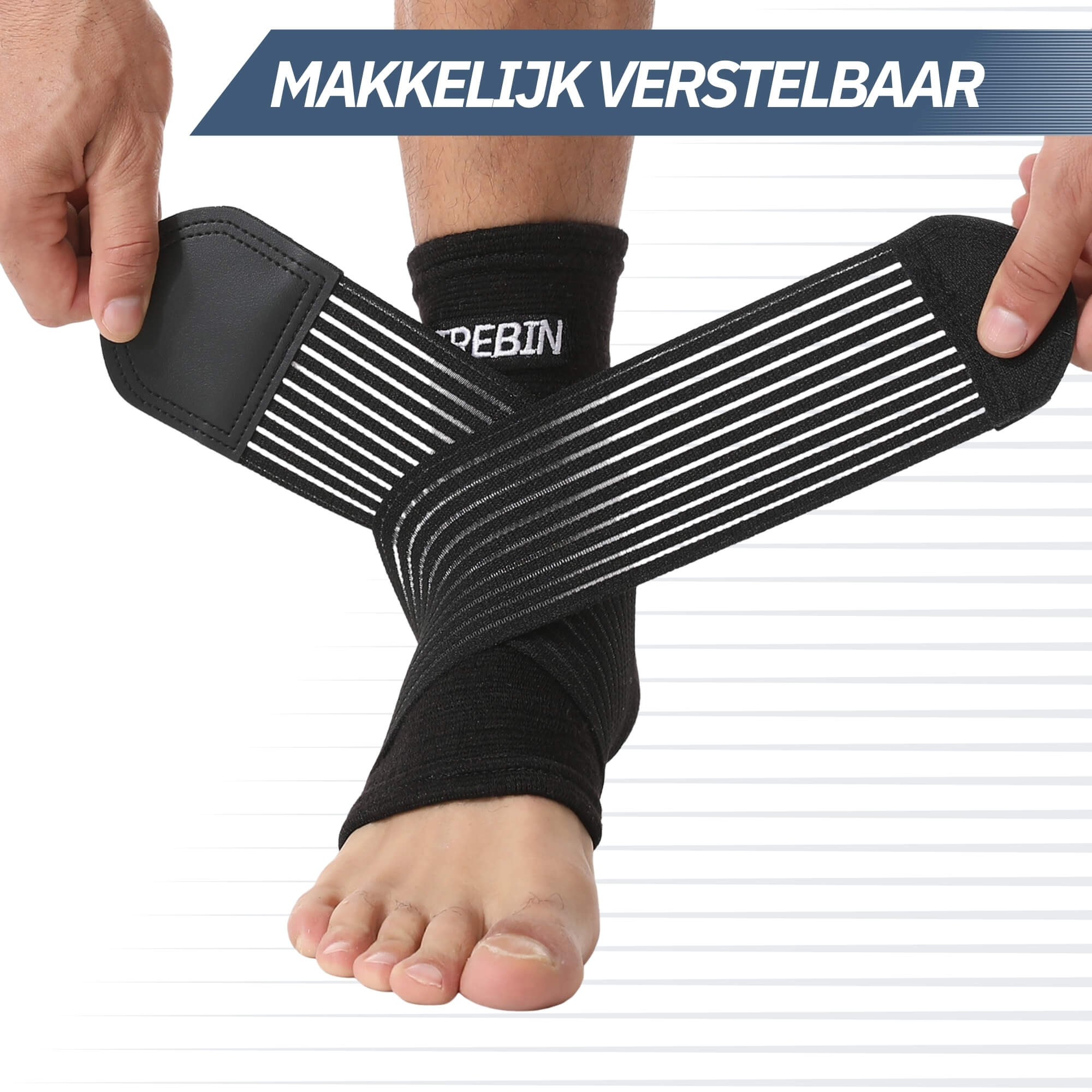 Enkelbrace met strap - Zwart (One Size)