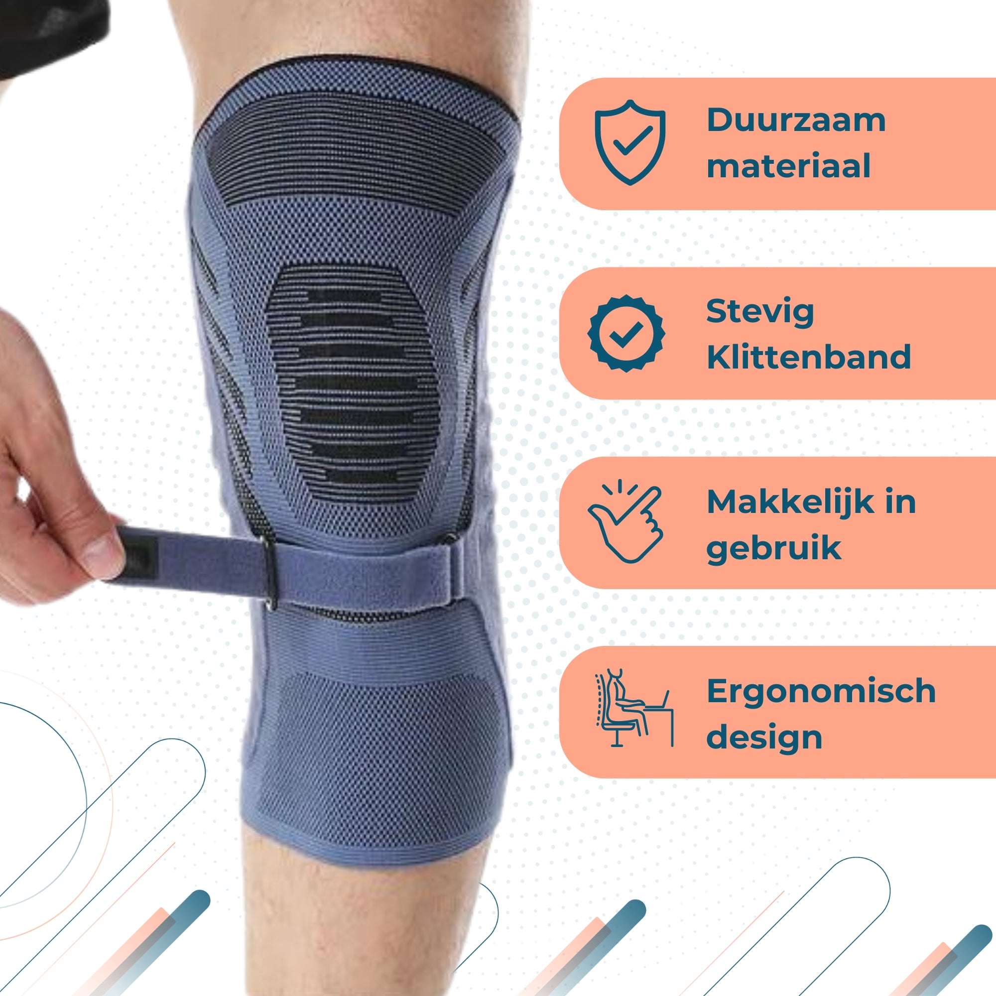 Trebin Kniebrace met Baleinen - Blauw