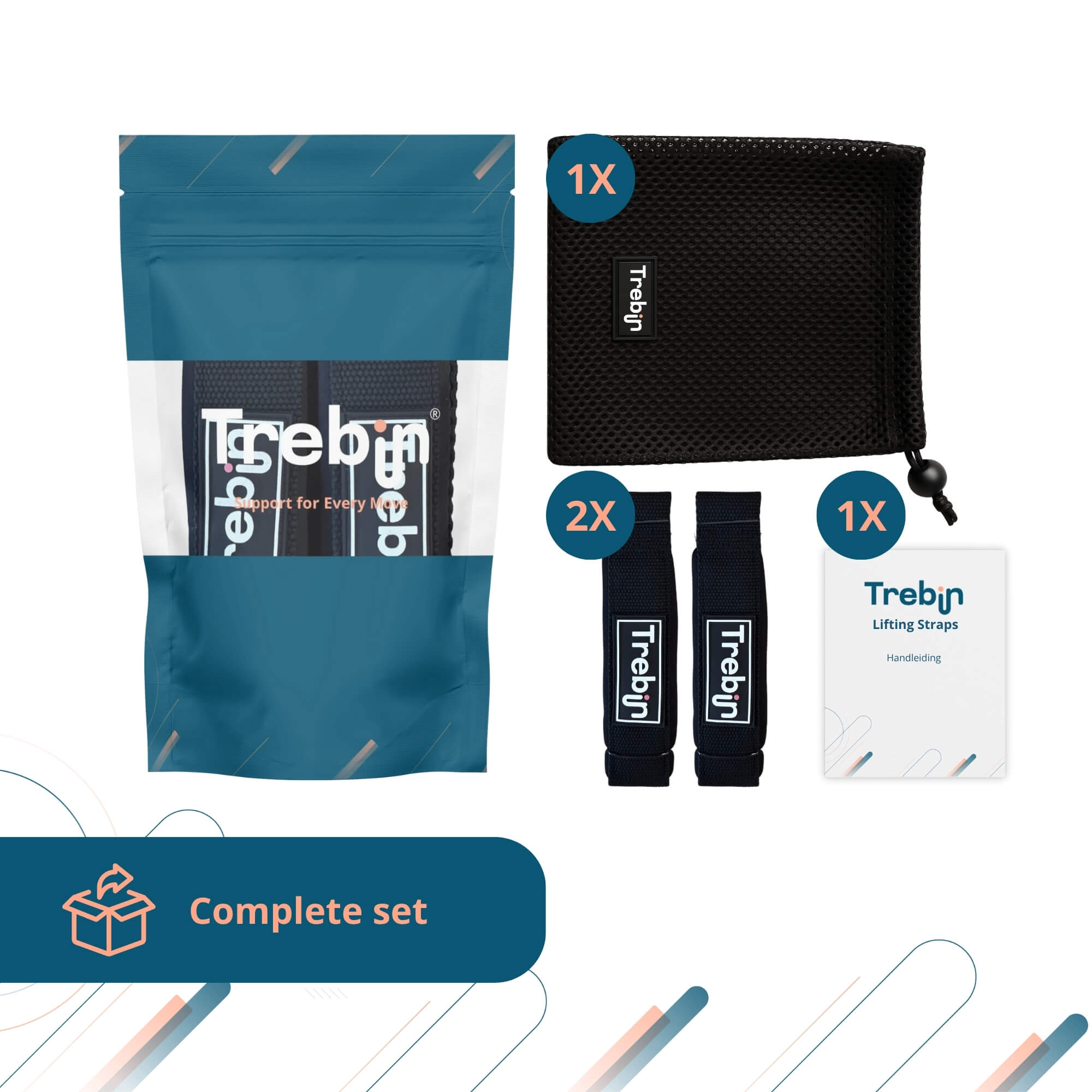 Trebin Lifting Straps - Zwart, One Size