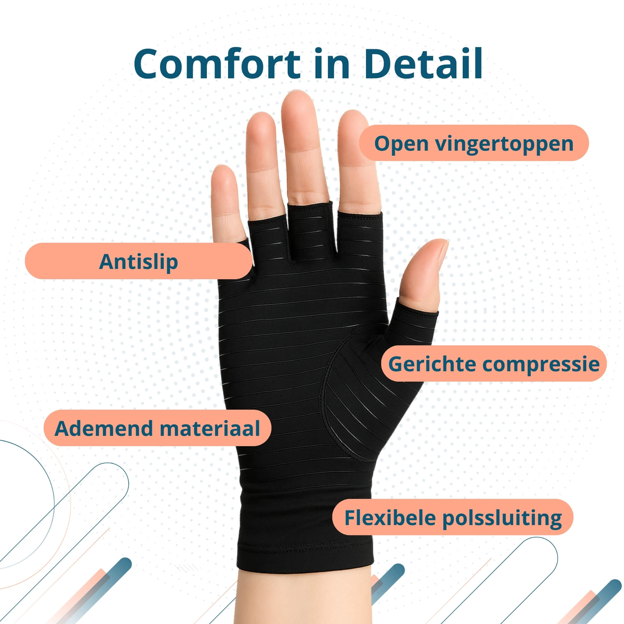 Trebin Reuma Handschoenen met Antislip - Zwart